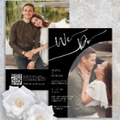 Faire-part de mariage photo noir QR Code moderne