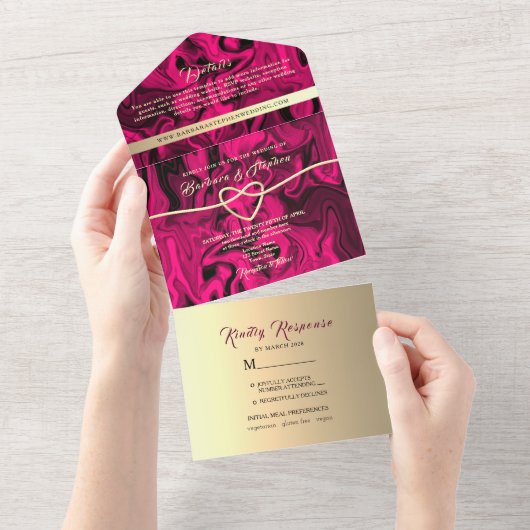 Faire-part de mariage photo or fuchsia gras (Déchirure)