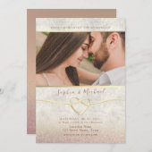 Faire-part de mariage photo Parties scintillant or (Devant / Derrière)