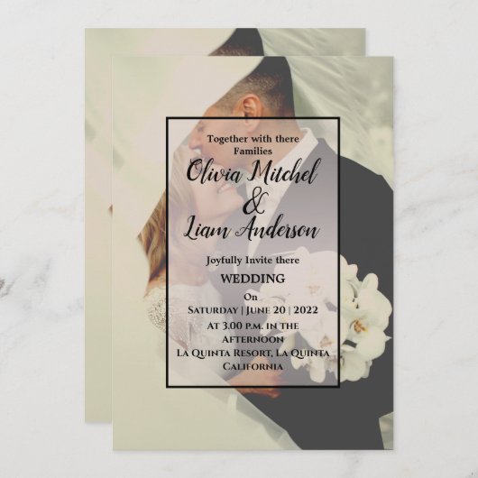 Faire-part de mariage photo personnalisé rustique (Devant / Derrière)