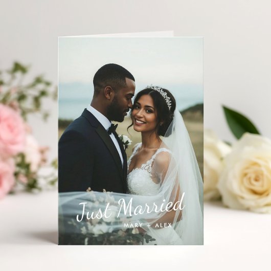 Faire-Part de Mariage Photo Plié 'Just Married'