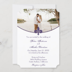 Faire-part de mariage photo Purple Fleur de Lis