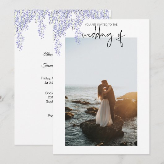 Faire-part de mariage photo Purple Wisteria (Devant / Derrière)