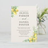 Faire-part de mariage photo QR Code Citron aquarel (Debout devant)