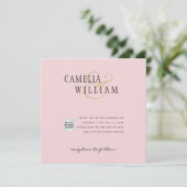 Faire-part de mariage photo QR Code rose saumonée (Debout devant)