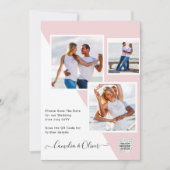 Faire-part de mariage photo QR Code rose saumonée (Devant)