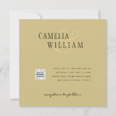 Faire-part de mariage photo QRCode RSVP or jaune (Devant)