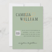 Faire-part de mariage photo QRCode RSVP Sage Green (Devant)