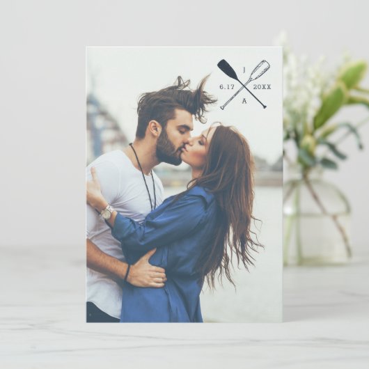 Faire-part de mariage PHOTO | Rames Rustique Nauti (Debout devant)