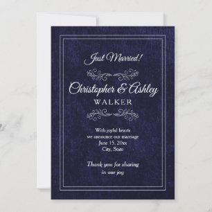 Faire-part de mariage photo recto-verso bleu marin