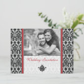 Faire-part de mariage photo Red Damask (Debout devant)