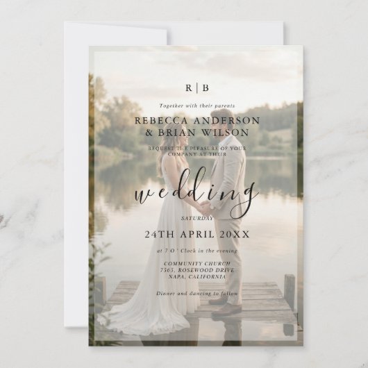 Faire-part de mariage photo romantique (Devant)