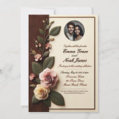Faire-part de mariage photo Rose intemporel (Devant)