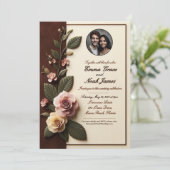 Faire-part de mariage photo Rose intemporel (Debout devant)