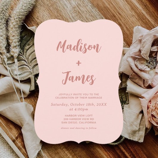 Faire-part de mariage photo rose vif