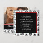 Faire-part de mariage photo rouge blanc et noir Da (Devant / Derrière)