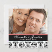 Faire-part de mariage photo rouge blanc et noir Da (Dos)