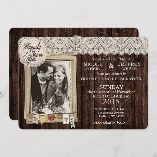 Faire-part de mariage photo rustique (Devant / Derrière)