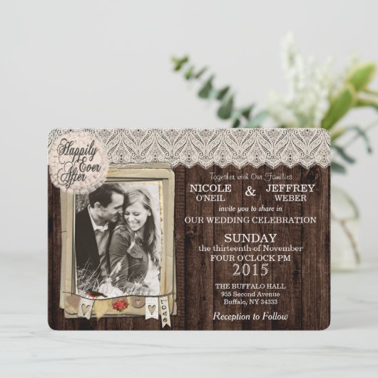 Faire-part de mariage photo rustique (Debout devant)
