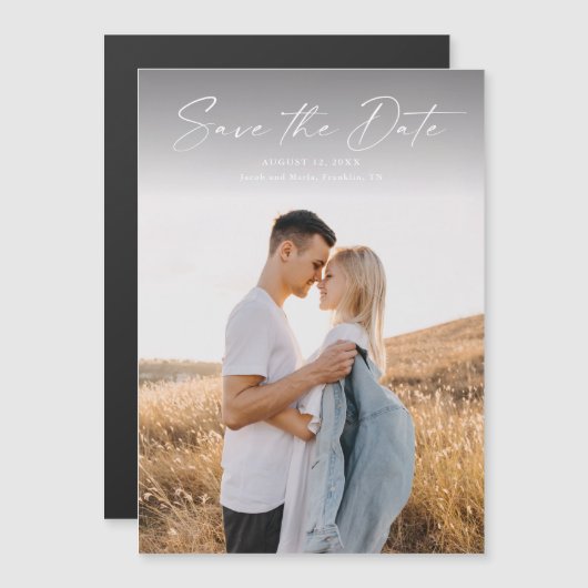 Faire-Part de Mariage Photo Script Moderne (Devant / Derrière)