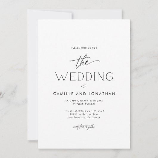 Faire-part de mariage photo simple et élégant (Devant)