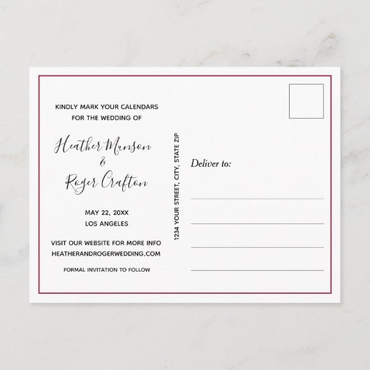 Faire-part de mariage photo simple moderne (Dos)