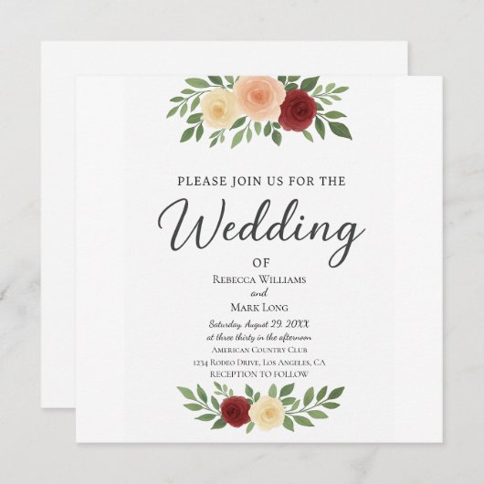 Faire-part de mariage photo simple superposé (Devant / Derrière)