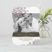 Faire-part de mariage photo spirales violettes boh (Debout devant)
