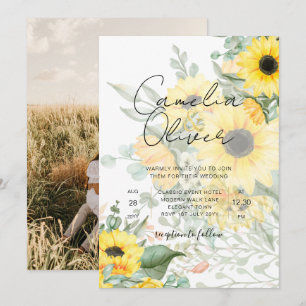 Faire-part de mariage photo Sunflower moderne