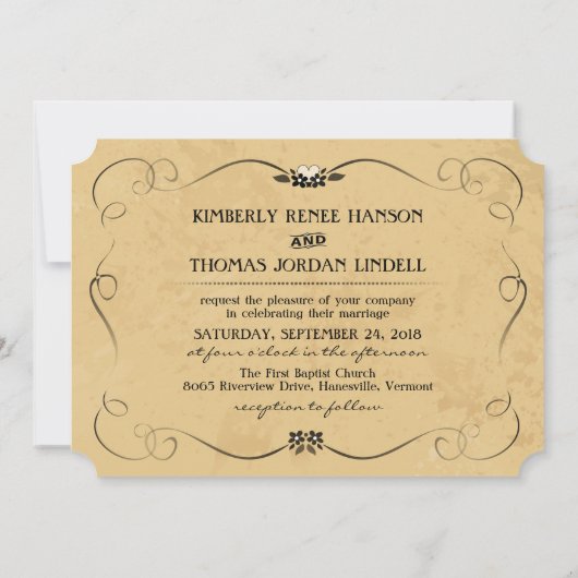 Faire-part de mariage photo sur mesure Tan & Black (Dos)