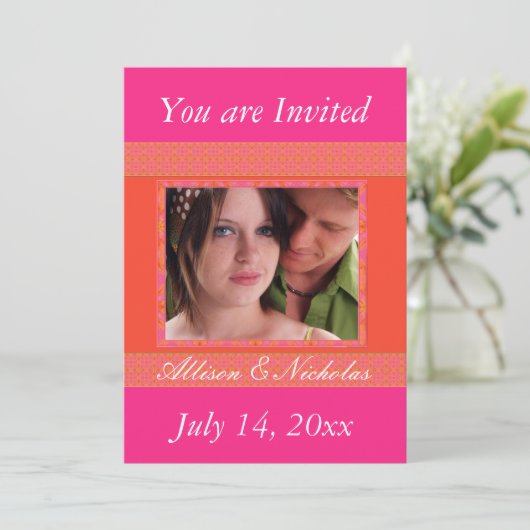 Faire-part de mariage photo Tangerine Orange et Pi (Debout devant)