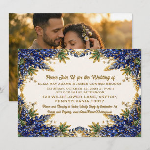 Faire-part de mariage photo Texas Bluebonnet