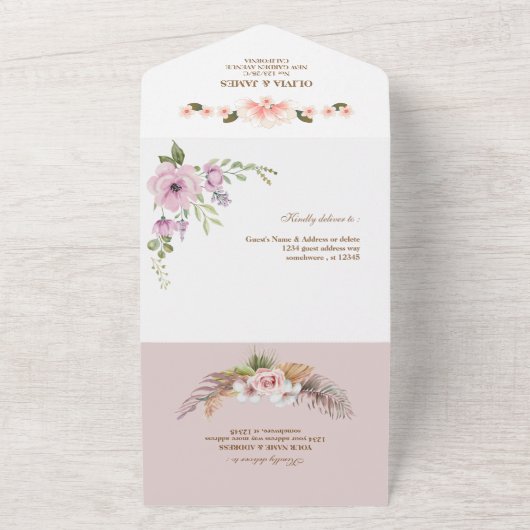 Faire-part de mariage photo tout-en-un avec code Q (Dehors)