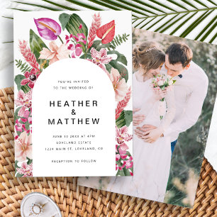 Faire-part de mariage photo tropical coloré
