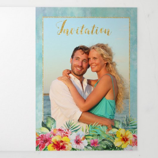 Faire-part de mariage photo tropicale (Page de couverture)