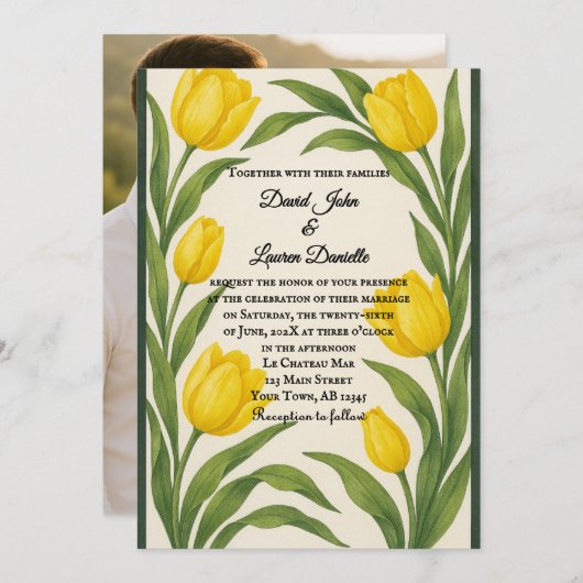 Faire-part de mariage photo Tulip Reverie (Devant / Derrière)