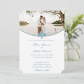 Faire-part de mariage photo turquoise Fleur de Lis (Debout devant)