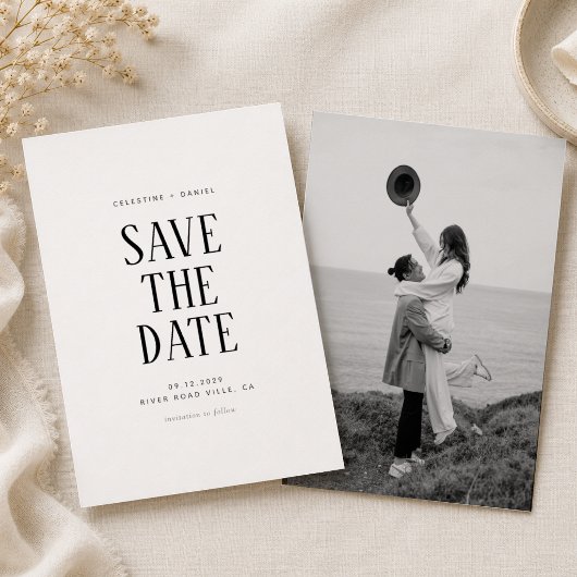 Faire-part de mariage photo typographie classique