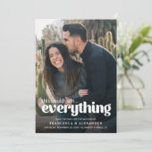 Faire-part de mariage photo typographie drôle (Debout devant)