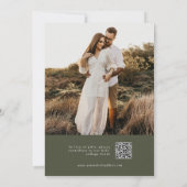 Faire-part de mariage photo vert d'olive moderne (Dos)