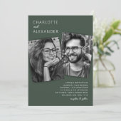 Faire-part de mariage photo vert mousse moderne (Debout devant)