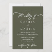 Faire-part de mariage photo vert olive moderne (Devant)
