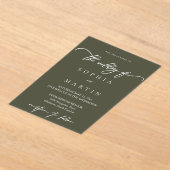 Faire-part de mariage photo vert olive moderne (Poser)