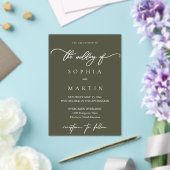 Faire-part de mariage photo vert olive moderne (Insitu (Mariage))