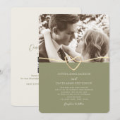 Faire-part de mariage photo vert sauge avec QR cod (Devant / Derrière)