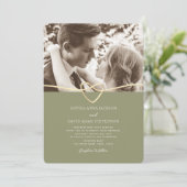 Faire-part de mariage photo vert sauge avec QR cod (Debout devant)