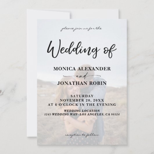 Faire-Part de Mariage Photo Vertical 2 Moderne (Devant)