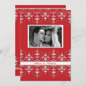 Faire-part de mariage photo victorienne rouge et b (Devant / Derrière)