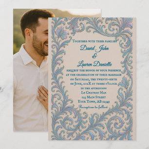 Faire-Part de Mariage Photo Vœu Irridescent