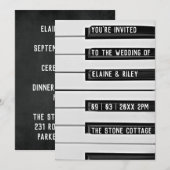 Faire-part de mariage Piano Touches Music=Amour (Devant / Derrière)